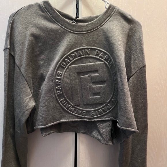 Balmain Pants - Balmain Sweatsuit Crop top L/ Charcoal NWT